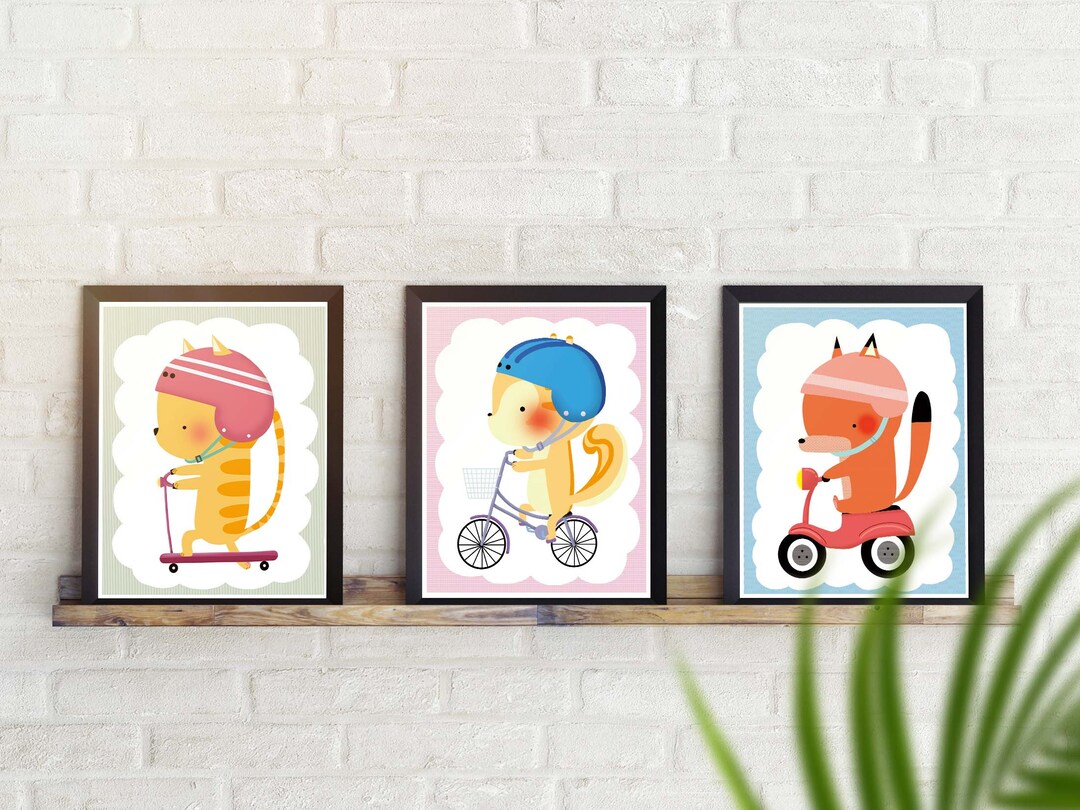 Printable Cute Animal Poster Bundle Fox/cat/squirrel Instant Download