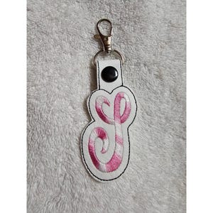 Chaveiro com Inicial S, Letra S Bordada, Chaveiro, Bolsa, Pingente, Rosa, Branco