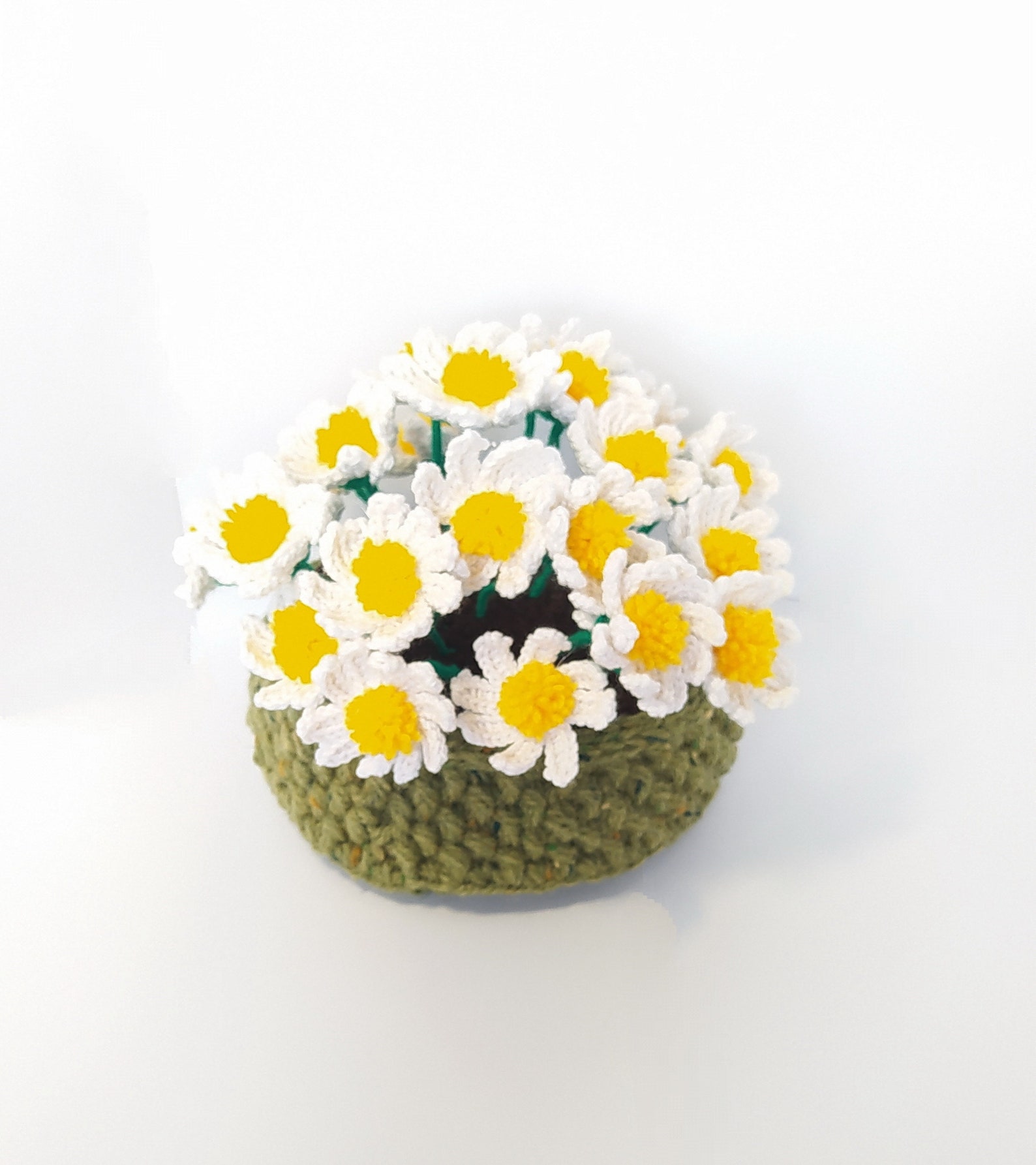 Crochet Daisies in Basket Pot of Daisies Flower Arrangement Etsy UK