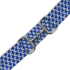 Pastel Houndstooth Print Women\'s Fabric Belt - Blue Light Blue Houndstooth | EquestrianBuckleBelt main image 2