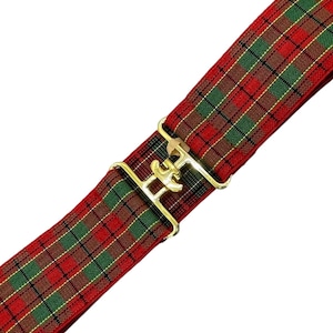 2” Christmas Tartan Red Green Plaid - Elastic Equestrian Belt