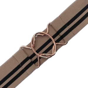 2” Taupe Black Stripes- Custom Elastic Belt