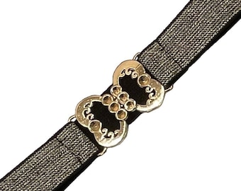 Sparkle Skinnies Gold on Black 1” - Custom Elastic Skinny Stretch Belt
