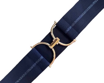 2&quot; Weicher Navy Center Metallic Streifen - Elastischer Gürtel