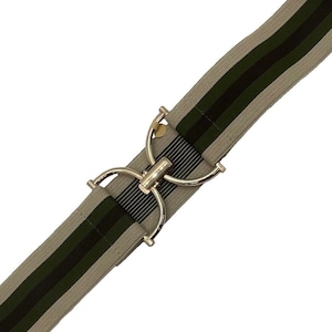 2” Tan Olive Green Brown Stripe- Custom Elastic Equestrian Belt