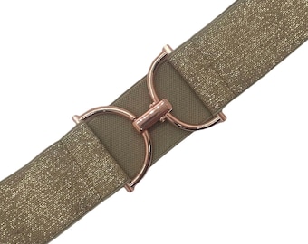 2” Gold Shimmer Metallic  - Custom Elastic Equestrian Belt