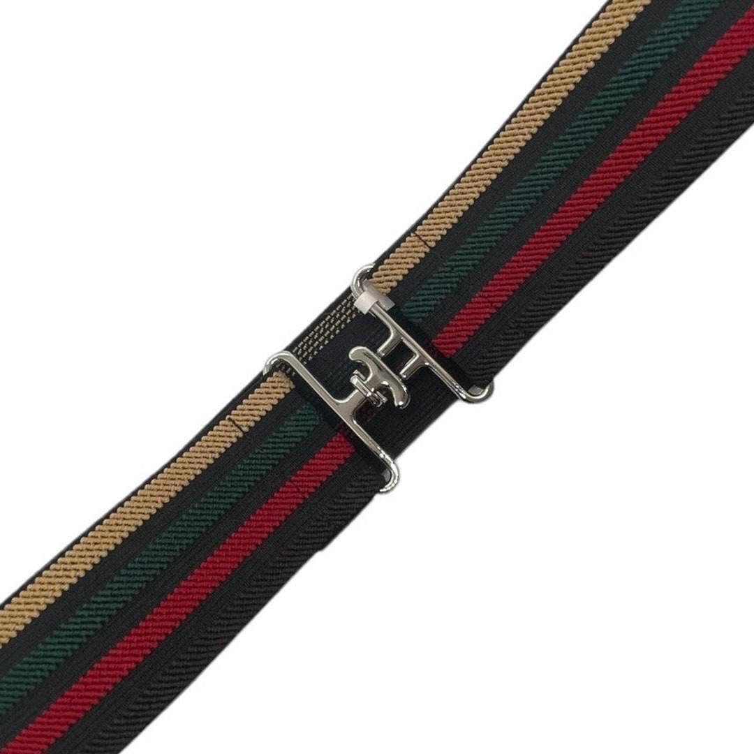 2 Black Red Ecru Stripe Custom Elastic Belt 