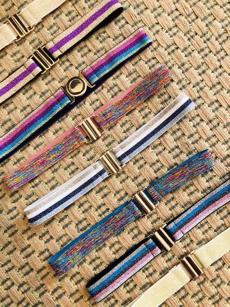 Sparkle Skinnies 1 Pastel Rainbow Custom Elastic Stretch Skinny Belts