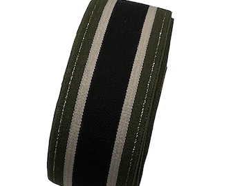 2” Olive/Black/Beige Metallic Stripe -Custom Elastic Equestrian Belt