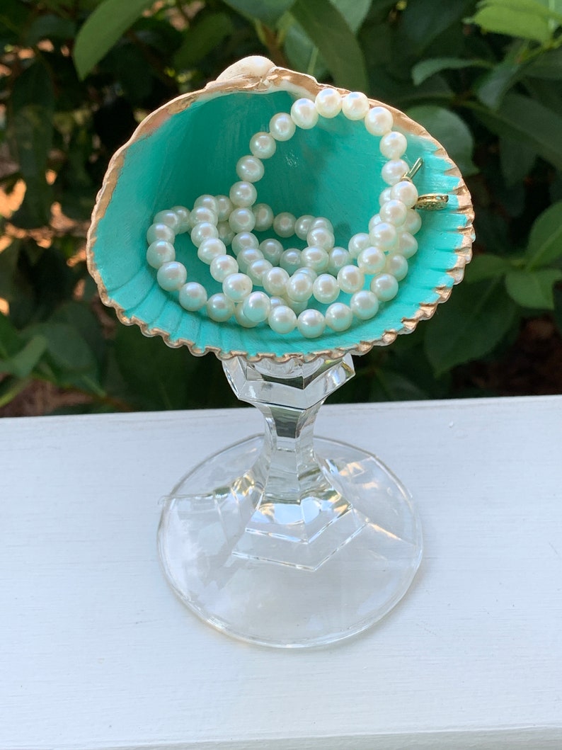 Seashell Jewelry Holder Hand Painted Shells Shell Trinket Etsy