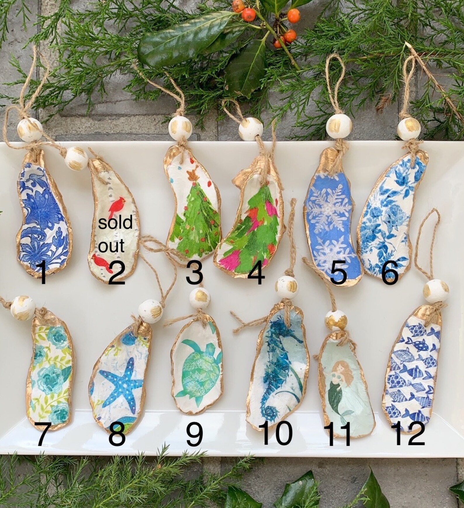 Oyster Shell Christmas Tree Ornament Coastal Decor Wine Etsy