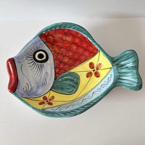 VIETRI Fish Platter Hand Painted Italy Large 16 Coastal Serving Dish Wall Decor Italian Ceramic