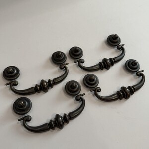 Vintage Bail Drawer Pulls Set of 4, 5 Inch Centers, Dark Bronze Dresser Hardware, Furniture Restoration Handles