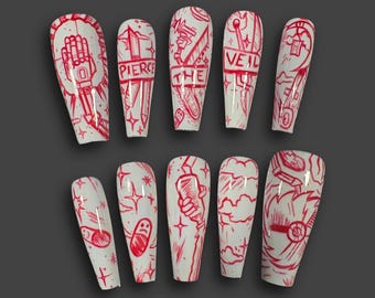 Misadventures hand painted press-on set