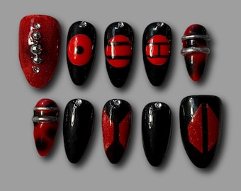 Set de uñas postizas BTS red arirang