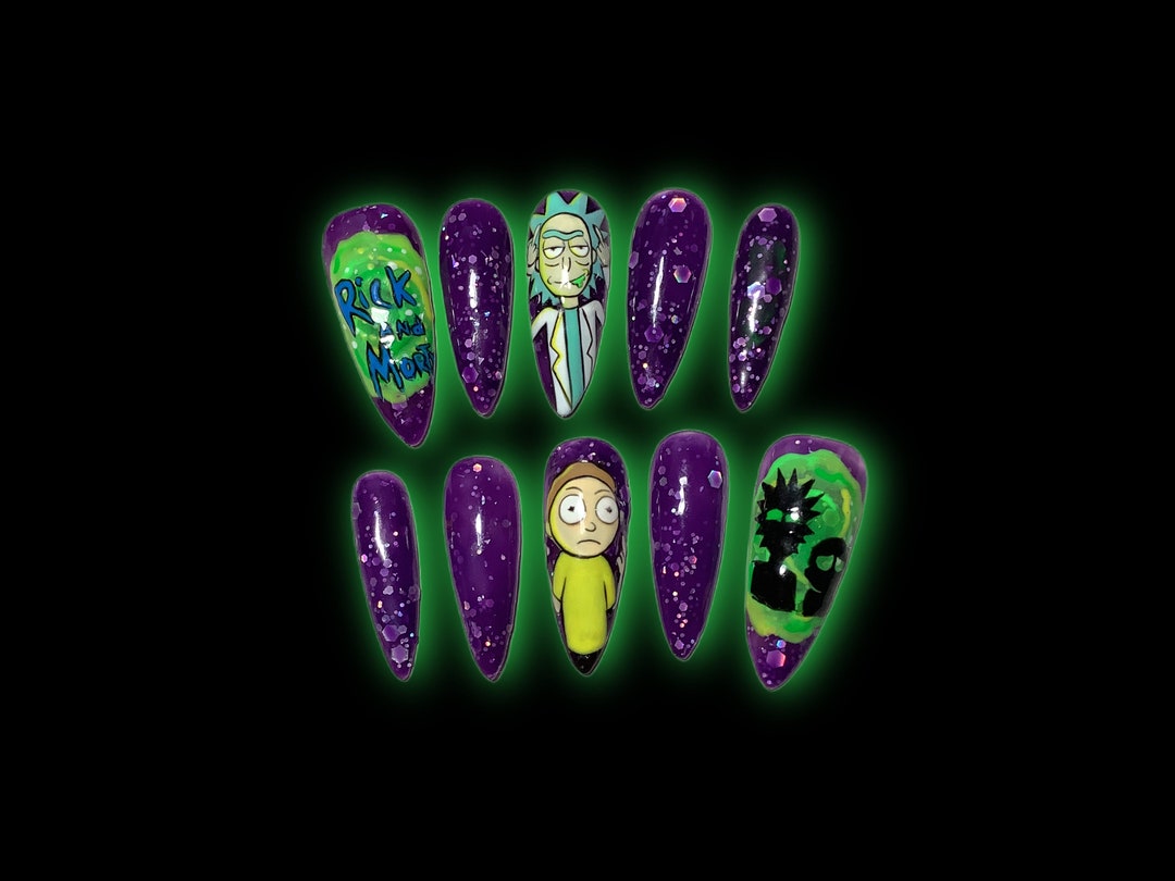 Cartoon Hand-painted Nail Set - Etsy