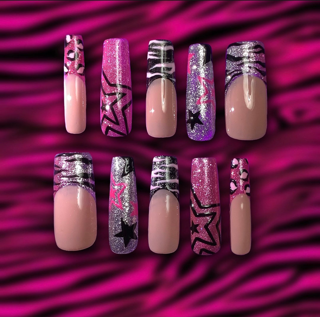 Y2K Animal Print Presson Nails Etsy