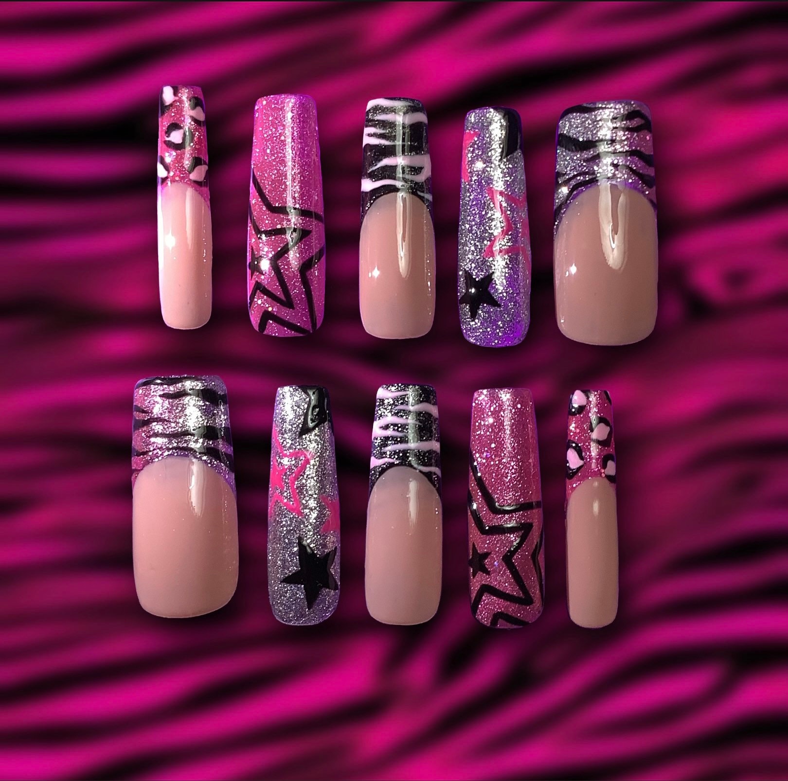 Y2K Animal Print Presson Nails Etsy Australia
