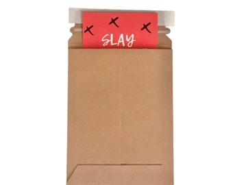 Stay Flat Kraft 6x8 Rigid Cardboard Mailer, Perfect for Mailing Stickers Decals Cards Photos, Self Seal Non-Bendable 100% Recyclable Mailers