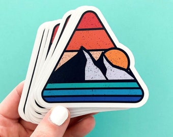 Mountain Sun Vinyl Sticker, Outdoor Vibes Decal, Adventure Wanderlust Nature Decal, Water Bottle Tumbler Decal Sticker, Sticker for Laptop