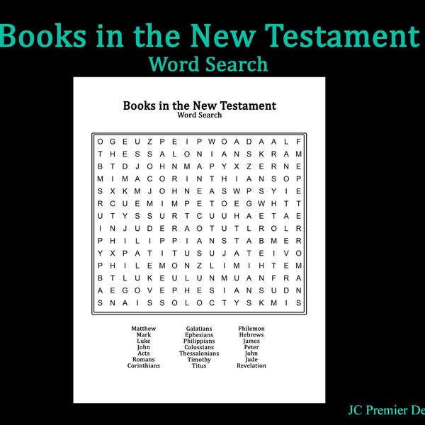 Books in the New Testament in the Bible Word Search Puzzle for General Conference, Family, Children, Primary, Young Women, Young Men