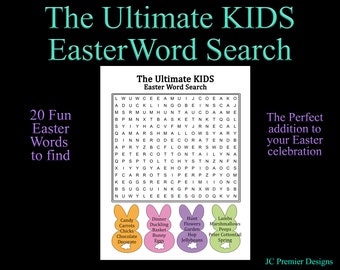 Casse-tête recherche de mots Pâques pour enfants, activité à imprimer (PDF)