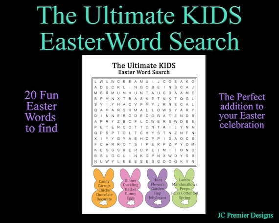 Kids Easter Word Search Puzzle, Printable Activity (PDF)