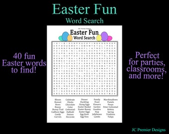 Puzzle de recherche de mots de Pâques, activité en classe (téléchargement numérique)