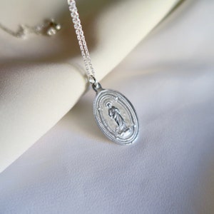 Miraculous Medal necklace, Aluminum Vintage 1970s