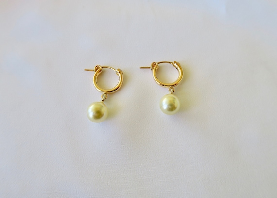 Pearl Hoop Earrings, Vintage
