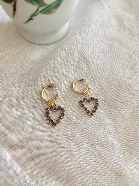 Vintage Early 90s Handcrafted Hammered Heart Earrings