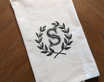 Monogram Embroidered Kitchen Towel, Personalized Kitchen Towel, Tea Towel