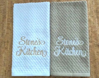 Personalized Embroidered Kitchen Towel Set, Name Kitchen