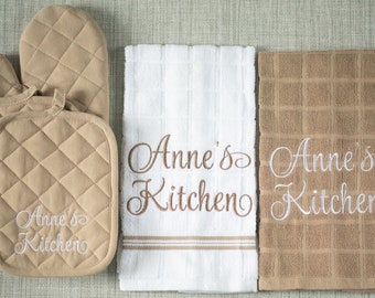 Personalized Embroidered Kitchen Towel Set / Wedding Gift Couple Unique / Anniversary Gift