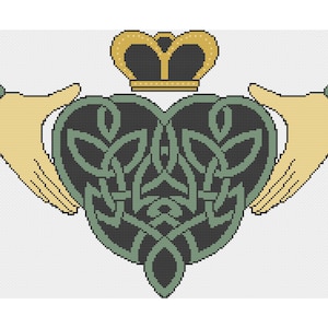 Claddagh cross stitch pattern instant download