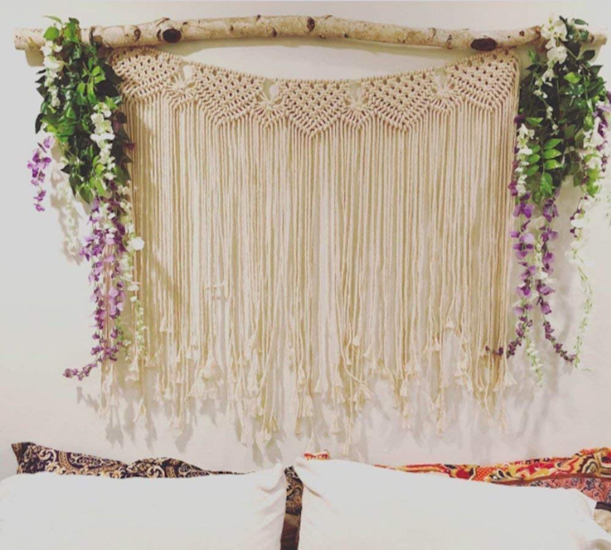 Macrame Wall Hanging Boho Wedding Hanger Cotton Handmade Wall Etsy