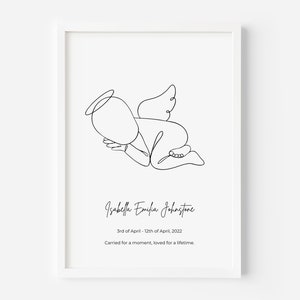 Personalisierte Engel Baby Poster Druck | Säugling Verlust Fehlgeburt Regenbogen Totgeborene Wand Kunst gerahmt Geschenk Freunde Eltern Familie Download Instant