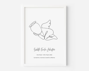 Custom Miscarriage Print | Personalised Angel Baby Poster | Personalized Stillborn Framed Wall Art Keepsake |