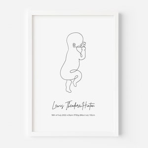 Impresión artística personalizada con anuncio de nacimiento de bebé - Regalo descargable - Personalizar - Descarga instantánea