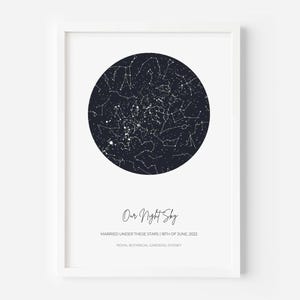 Custom Night Sky Print | Personalised Constellation Star Map Wall Art Poster | Framed Anniversary Gift