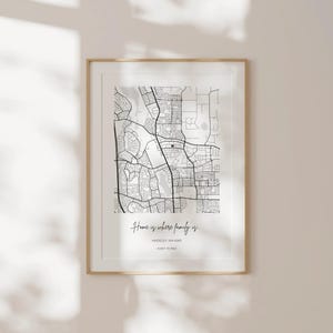 Impressão de mapa personalizado | Pôster personalizado de inauguração de casa | Arte de parede emoldurada com desenho de rua personalizado imagem 3