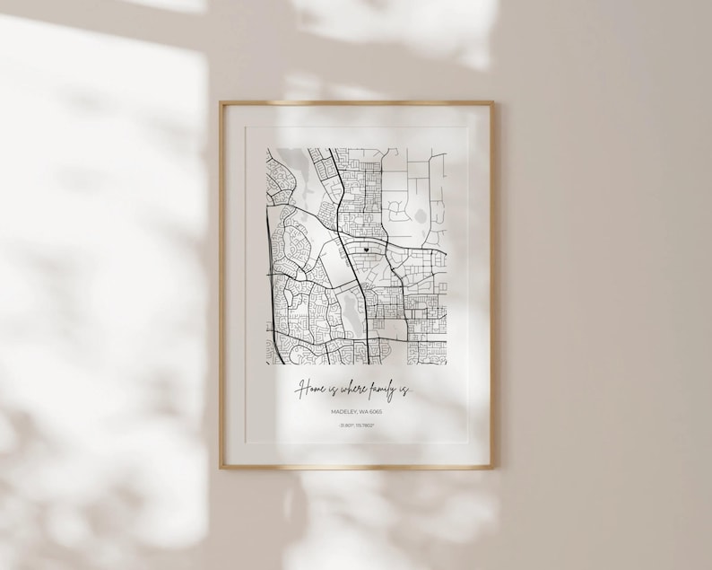 Impressão de mapa personalizado | Pôster personalizado de inauguração de casa | Arte de parede emoldurada com desenho de rua personalizado imagem 3