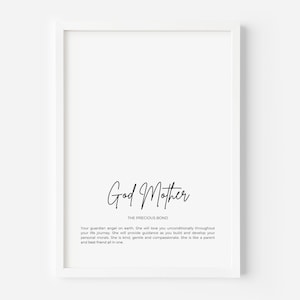 The Godmother Bond Print - Wall Art Poster Framed God Mum Godmother godparents Gift Custom Download Instant