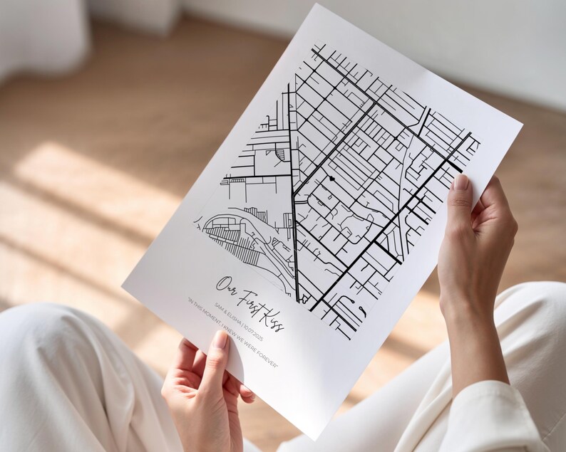 Impressão de mapa personalizado | Pôster personalizado de inauguração de casa | Arte de parede emoldurada com desenho de rua personalizado imagem 4
