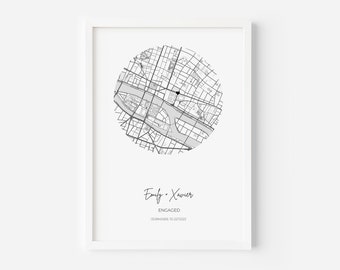 Custom Map Street Home Poster Print - Framed Wall Art Location Framed Anniversary Couple Wedding Baby Birthday Gift Download Instant