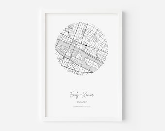 Custom Map Street Home Poster Print - Framed Wall Art Location Framed Anniversary Couple Wedding Baby Birthday Gift Download Instant