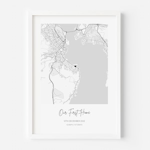 Custom Map Street Home Poster Print - Framed Wall Art Location Framed Anniversary Couple Wedding Personalise Gift Download Instant