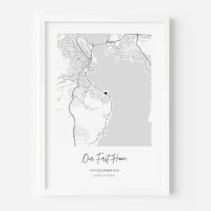 Custom Map Print | Personalised First Home Housewarming Poster | Personalized Street Drawing Framed Wall Art