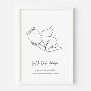 Custom Miscarriage Print | Personalised Angel Baby Poster | Personalized Stillborn Framed Wall Art Keepsake |