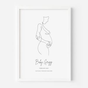 Póster personalizado con diseño de embarazada: anuncio de embarazo, regalo enmarcado, descargable y personalizable.